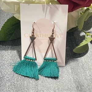 Fashion Jewelry |  Teal Tassel Earrings | Prom Earrings | Wedding Jewelry